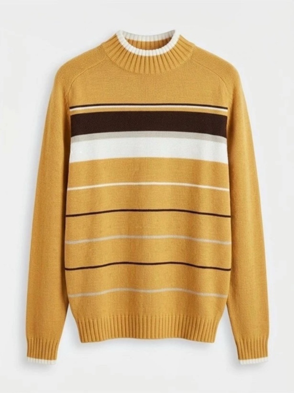 Delf Men's Mustard Stripe Crewneck Sweater Size Large